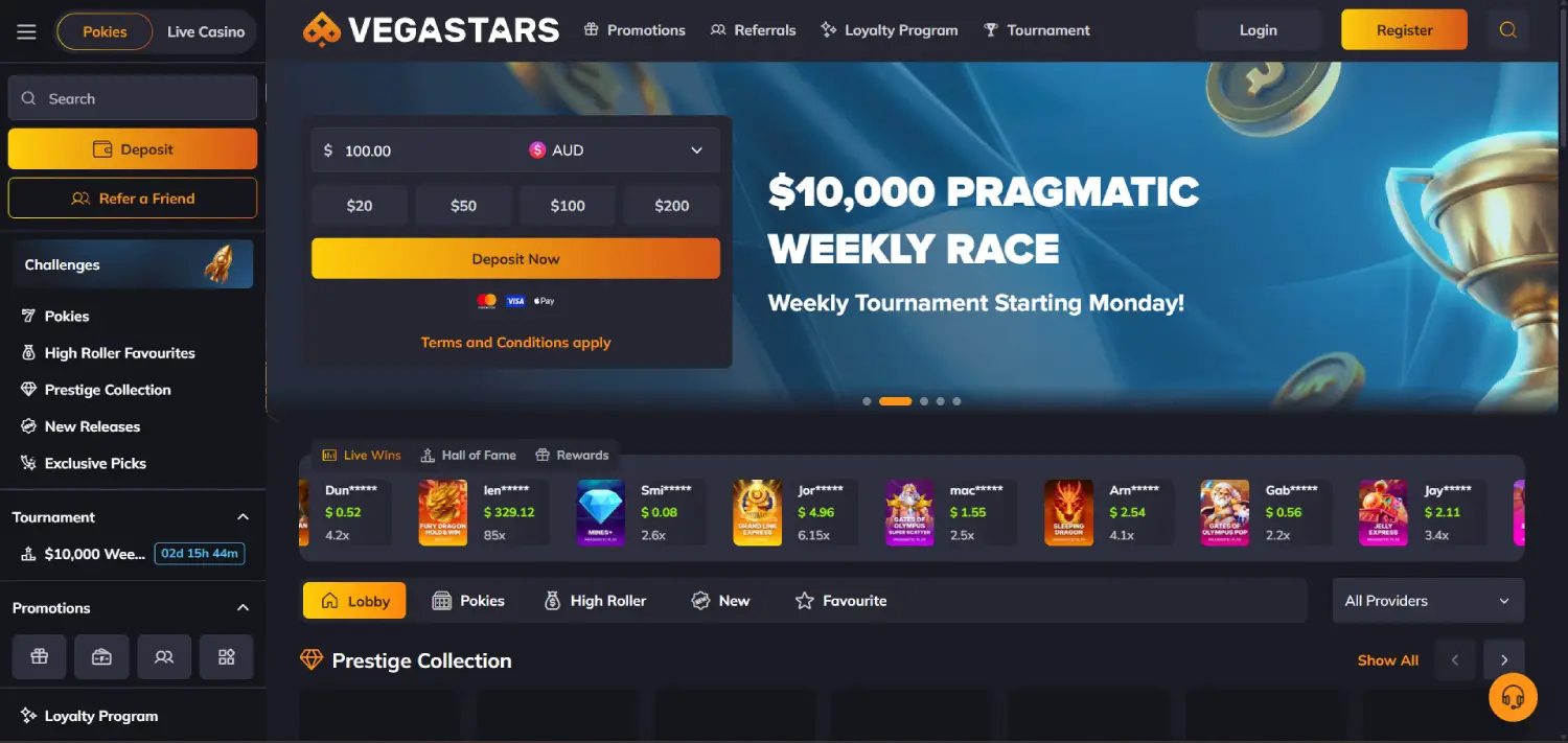 vegasstars main page